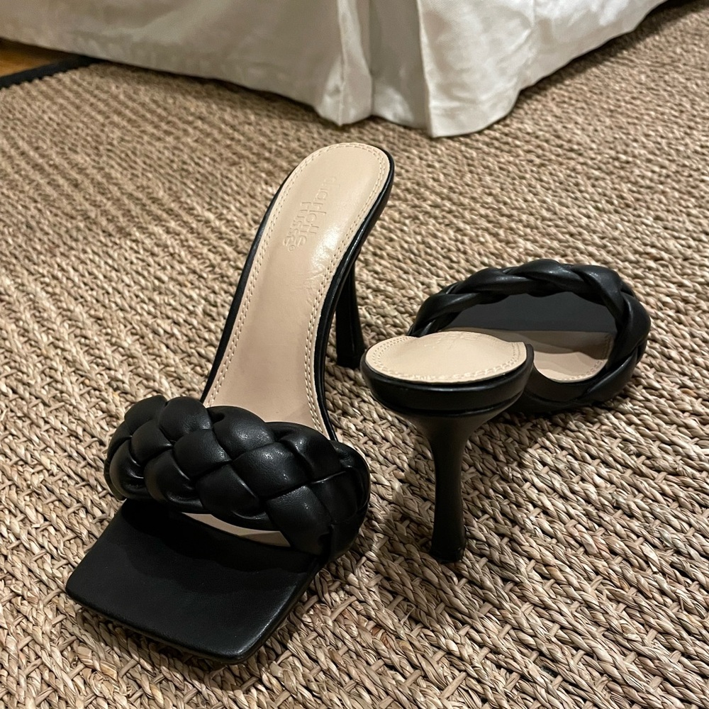 Charlotte Russe Black Braided Heels size 8